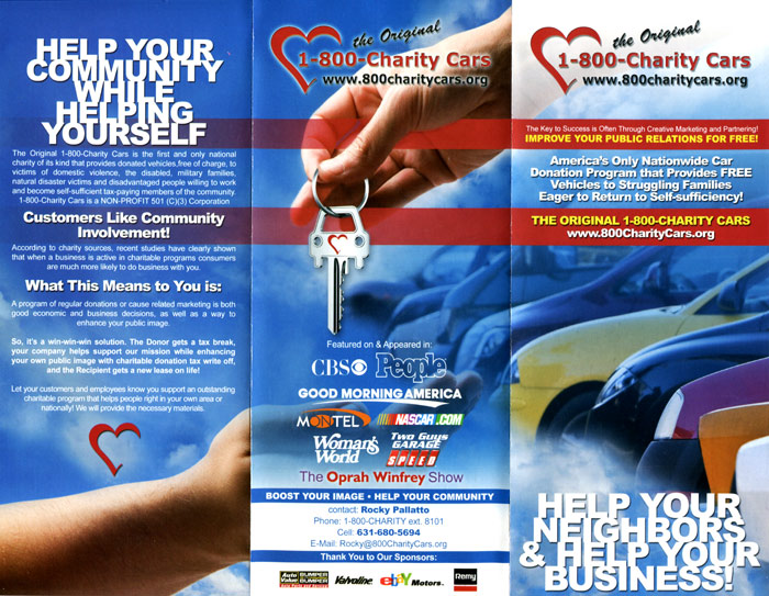 1-800-CHARITY CARS Outside Brochure